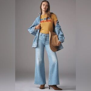 NWOT MOTHER The Tomcat Roller Skimp High-Rise Wide-Leg Jeans in Puzzled